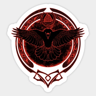 Viking Raven and Valknut Symbol Sticker